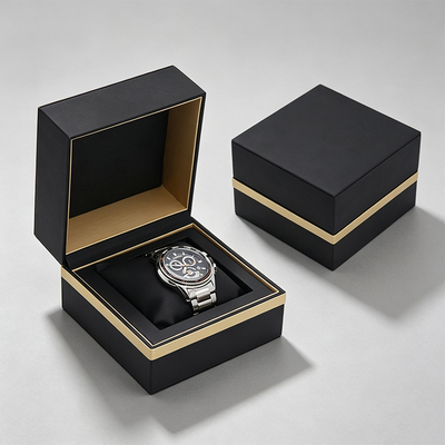 FR-W04/Matted Black Pu Leather Watch Box Packaging
