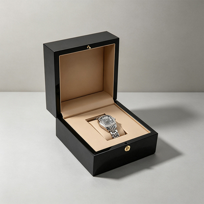 FR-W01/Black piano finished printing wooden watch box packaging